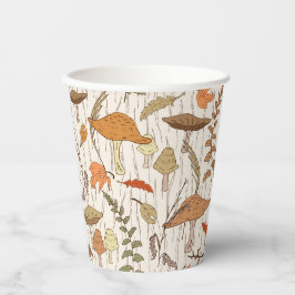 Vasos De Papel Caer hongos y hojas - patrón sin fisuras.