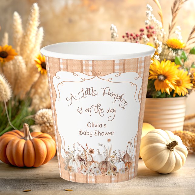 Vasos De Papel Caer Pequeña Calabaza Boho Floral Baby Shower (Subido por el creador)