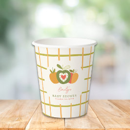 Vasos De Papel Caer Tema Apple Whimsical Baby Shower Green