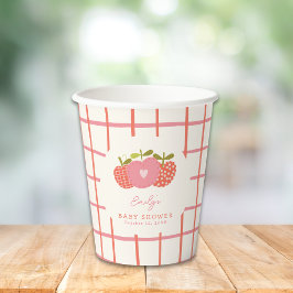Vasos De Papel Caer Tema Apple Whimsical Baby Shower Pink Red