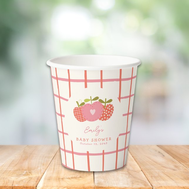 Vasos De Papel Caer Tema Apple Whimsical Baby Shower Pink Red (Subido por el creador)