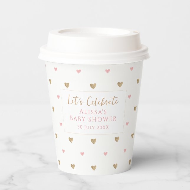 Vasos De Papel Café Baby Shower de Cute Love Heart (Anverso)