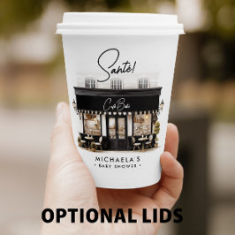 Vasos De Papel Café Bébé Black & White Paris Baby Shower