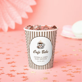 Vasos De Papel Café Bebé Cute Rayado Brunch Baby Shower