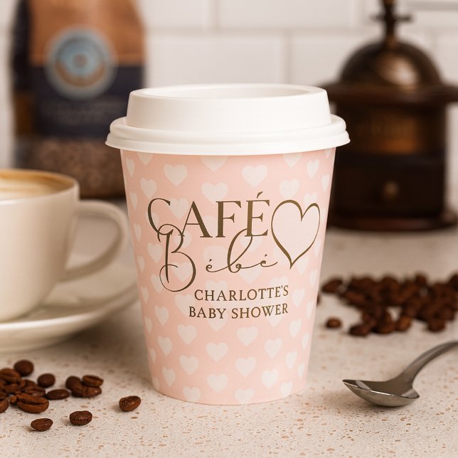 Vasos De Papel Café Bébé Paris Tema Baby Shower (Add a sweet touch to your celebration with these Café Bébé Themed Baby Shower Paper Cups.)