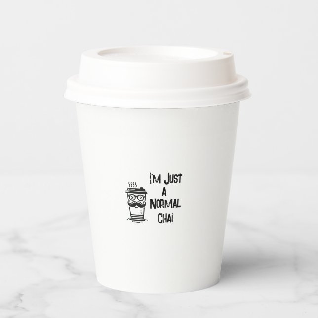 Vasos De Papel Café blanco/Tea Paper Cup con lid Funny Chai (Anverso)