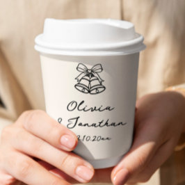 Vasos De Papel Café Boda de mano dura negro y crema