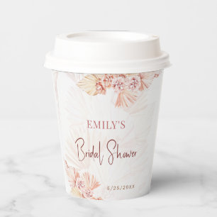 Vasos De Papel Café Boho Pampas Grass Bohemian Bridal Shower