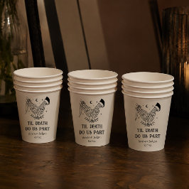 Vasos De Papel Café de Boda Gótico de Halloween Hasta la Muerte