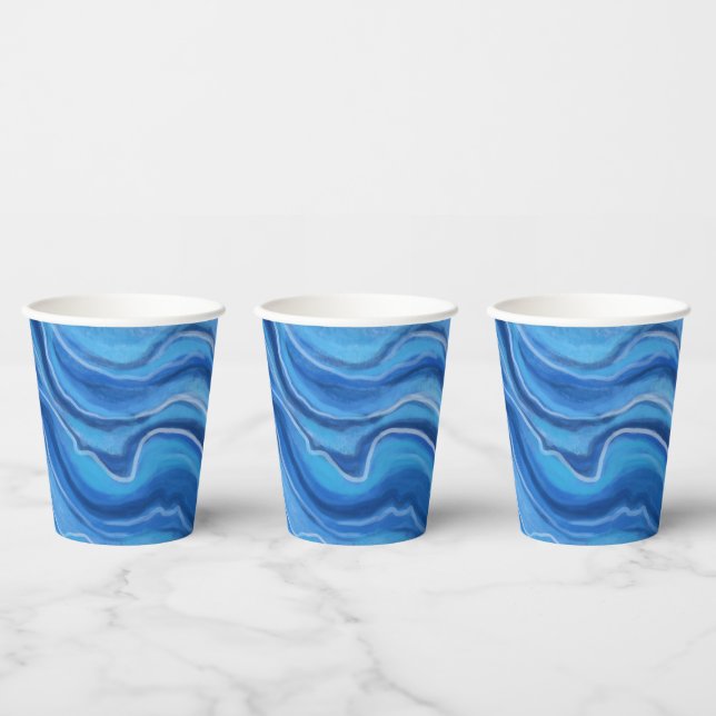 Vasos De Papel Café de Mármol Azul (Multi)