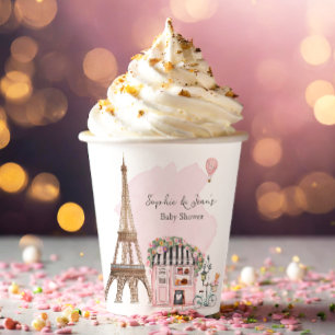 Vasos De Papel Café francés Bonjour Bebe Paris Tea Baby Shower
