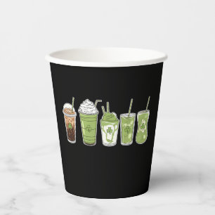 Vasos De Papel Café Latte Verde Lindo Irlandés Día de San Patrici