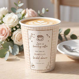 Vasos De Papel Café Love Is Brewing Boho Beige Personalizado