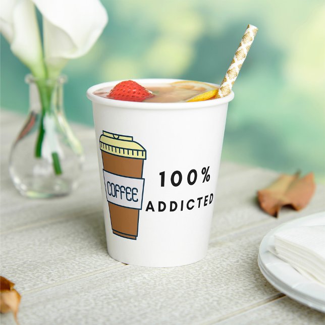 Vasos De Papel Café Lover Diseño Cafeína 100% Addicted (Subido por el creador)