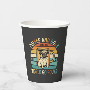 Vasos De Papel Café y Perros Amante Retro Pug