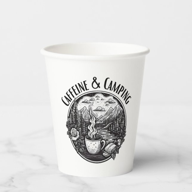 Vasos De Papel Caféina y Campamento (Anverso)