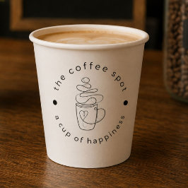Vasos De Papel Cafetería Personalizada Agrega tu Logotipo Moderno