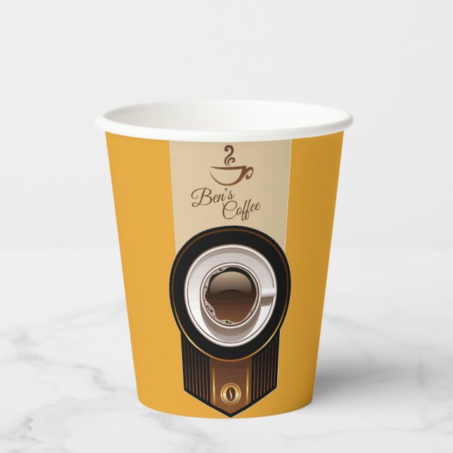 Vasos De Papel Cafetería Personalizado Business Name Paper Cup (Anverso)
