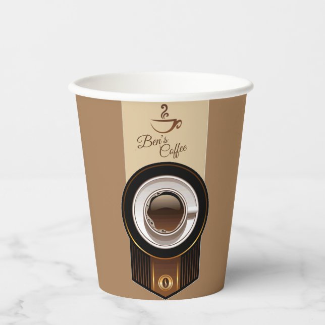 Vasos De Papel Cafetería Personalizado Business Name Paper Cup (Anverso)