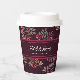 Vasos De Papel Caída botánica de Borgoña deja Personalizable