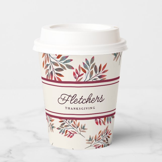 Vasos De Papel Caída Botánica de Marfil Púrpura Sale del Personal (Anverso)