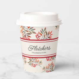 Vasos De Papel Caída Botánica Rojo Sale Personalizable de Marfil