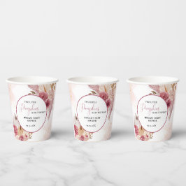 Vasos De Papel Caída Calabaza rosa Floral Twin Chica Bebé ducha
