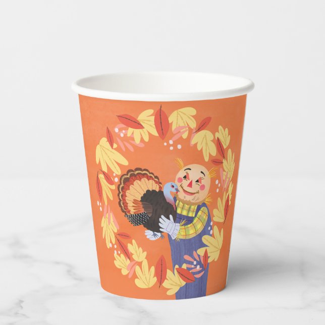 Vasos De Papel Caída del espantapájaros del otoño y Turquía (Reverso )