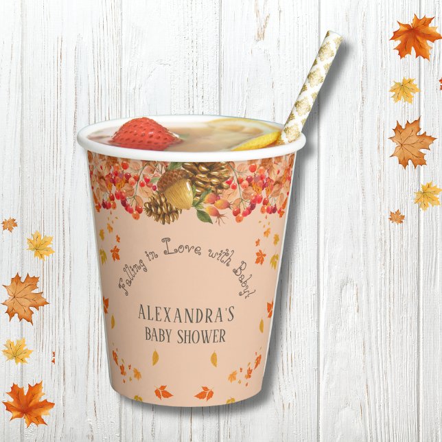 Vasos De Papel Caída en el amor Floral otoño Baby Shower (Subido por el creador)