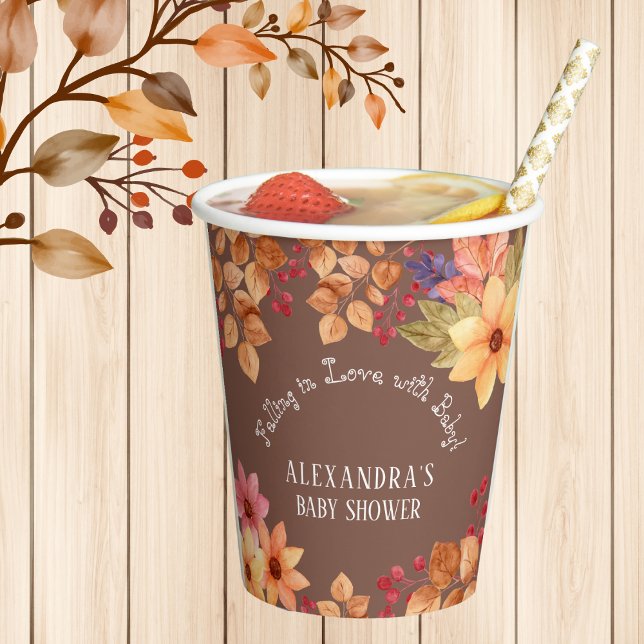 Vasos De Papel Caída en el Amor Mocha Otoño Baby Shower (Subido por el creador)