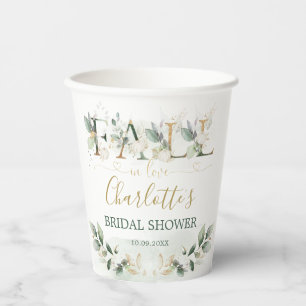 Vasos De Papel Caída en el Amor Verdor Dorado Calabaza de Novias