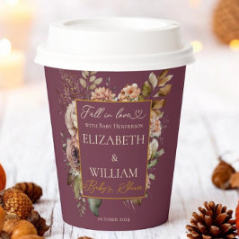 Vasos De Papel Caída Enamorada Floral De Caída En Borgoña