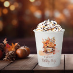 Vasos De Papel Caída Floral Cottage Core Teacup Birthday Tea Fies<br><div class="desc">Sumérjase en la acogedora elegancia del otoño con nuestra colección de diseño "Fall Floral Cottage Core Teacup Birthday Tea Fiesta". Este encantador ilustracion está decorado con un delicado té blanco adornado con un elegante patrón de hojas, descansando con gracia en un platillo a juego. Alrededor de esta pieza central hay...</div>