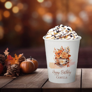 Vasos De Papel Caída Floral Cottage Core Teacup Birthday Tea Fies