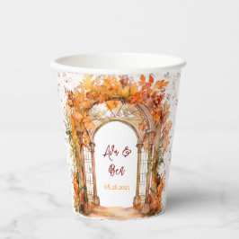 Vasos De Papel Caída Naranja Borgoña Boda con tinta de alcohol