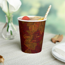 Vasos De Papel Caída Oro Rojo Rústico Elegante Hojas de Maple
