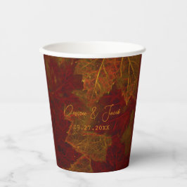 Vasos De Papel Caída Oro Rojo Rústico Elegante Hojas de Maple