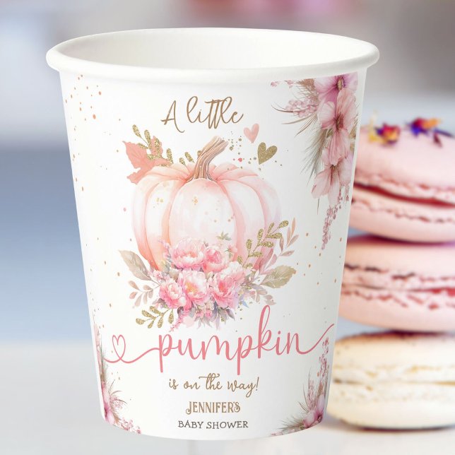 Vasos De Papel Caída rosa del otoño del pequeño Chica de Baby Sho (Subido por el creador)