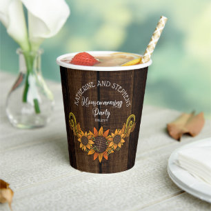 Vasos De Papel Caída Rusa Fiesta del otoño de los girasoles