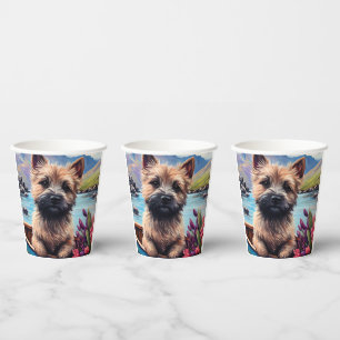 Vasos De Papel Cairn Terrier en una paleta: Una aventura escénica