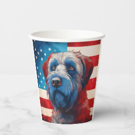 Vasos De Papel Cairn Terrier Patriótico Bandera Americana