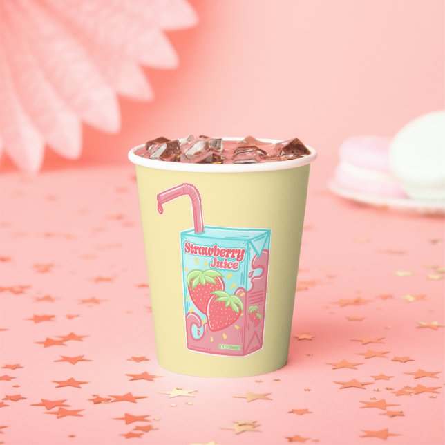 Vasos De Papel Caja de jugo de fresa amarillo (in situ)