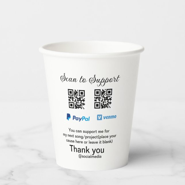 Vasos De Papel Caja virtual de ayuda a través de código q donació (Anverso)