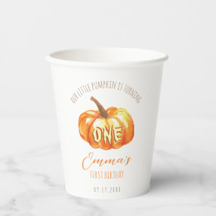 Vasos De Papel Calabacita Cumple 1 Otoño Primer Cumpleaños