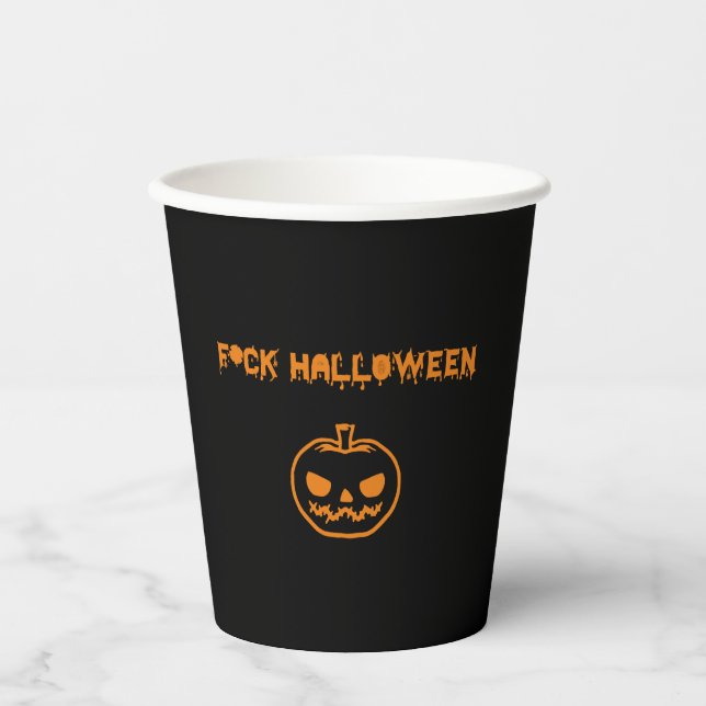 Vasos De Papel Calabaza anti-Halloween jack-o' lantern (Anverso)