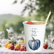 Calabaza azul acuarela Boho Baby Boy Shower