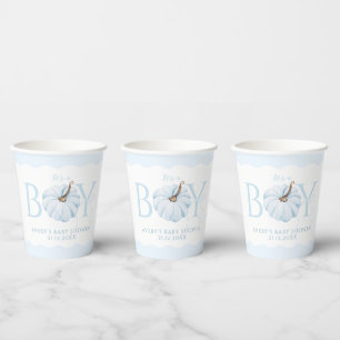 Vasos De Papel Calabaza azul es un niño Baby Shower de otoño mode