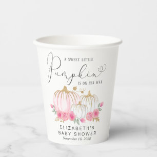 Vasos De Papel Calabaza color de agua rosa floral bebé niña duc