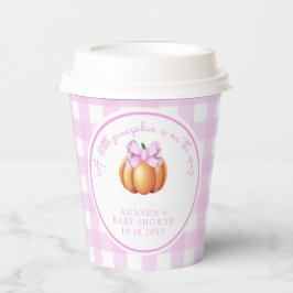 Vasos De Papel Calabaza con arco rosado en una jaula de bebé duch