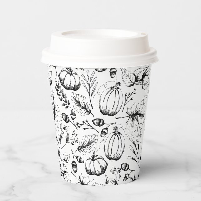 Vasos De Papel Calabaza de cosecha de otoño (Anverso)